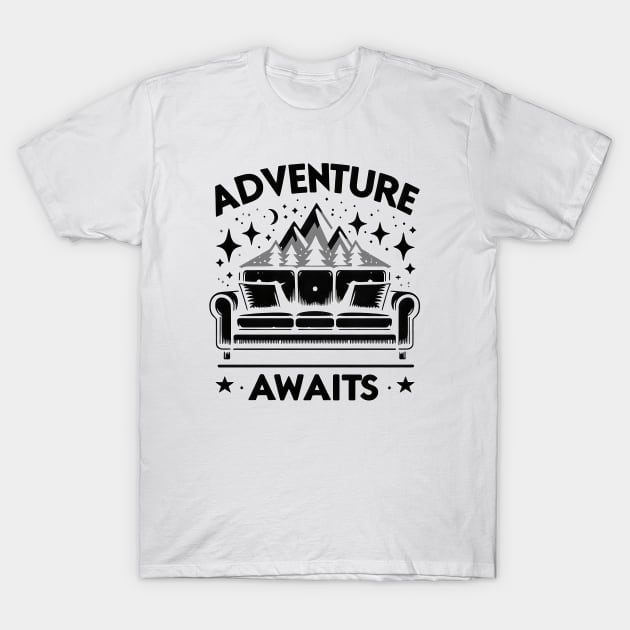 Adventure Awaits 3 Black Text T-Shirt by RockitTees